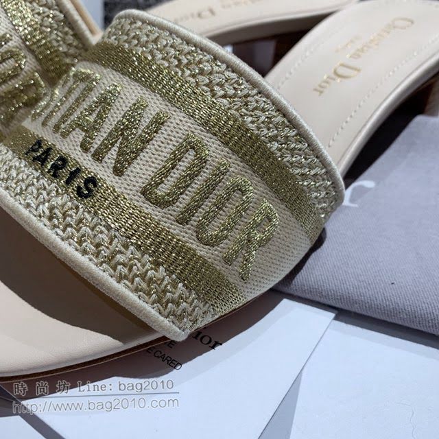 DIOR女鞋 迪奧2021專櫃新款磨砂新大底涼拖 Dior一字型刺繡平拖  naq1506